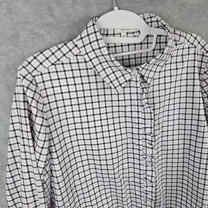 Tyler Boe Womens Lavender Black Plaid Ruffle Button Down Shirt Size M Dragonfly
